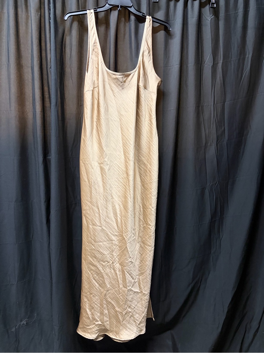 Women’s A New Day Champagne Satin Slip Maxi Dress Sleeveless Scoop Neck